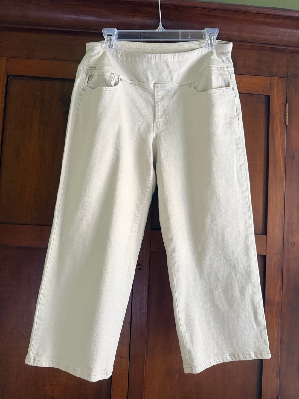 Belle by Kim Gravel 10P TripleLux Crop Jeans Sandbar (Beige) Stretch Waist